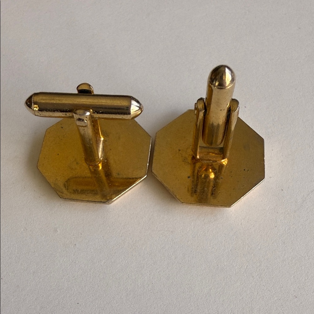 Gold Octagonal Cufflinks With 'K' Initial - image 3